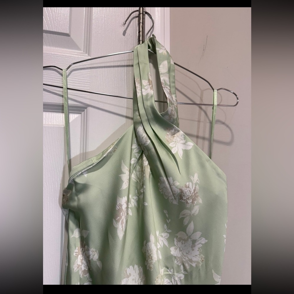 BHLDN Ruby Twist Halter Satin Gown Size 4 Sage Green Floral
Maxi Bridesmaid Dres - Picture 6 of 9